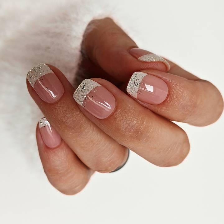 nägel french weiß glitzer